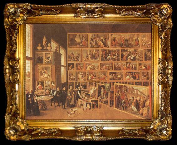 framed  TENIERS, David the Younger Archduke Leopold william in his gallery at Brussels, ta009-2